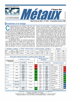 cours des mineraux et des métaux avec l'Argus des Métaux